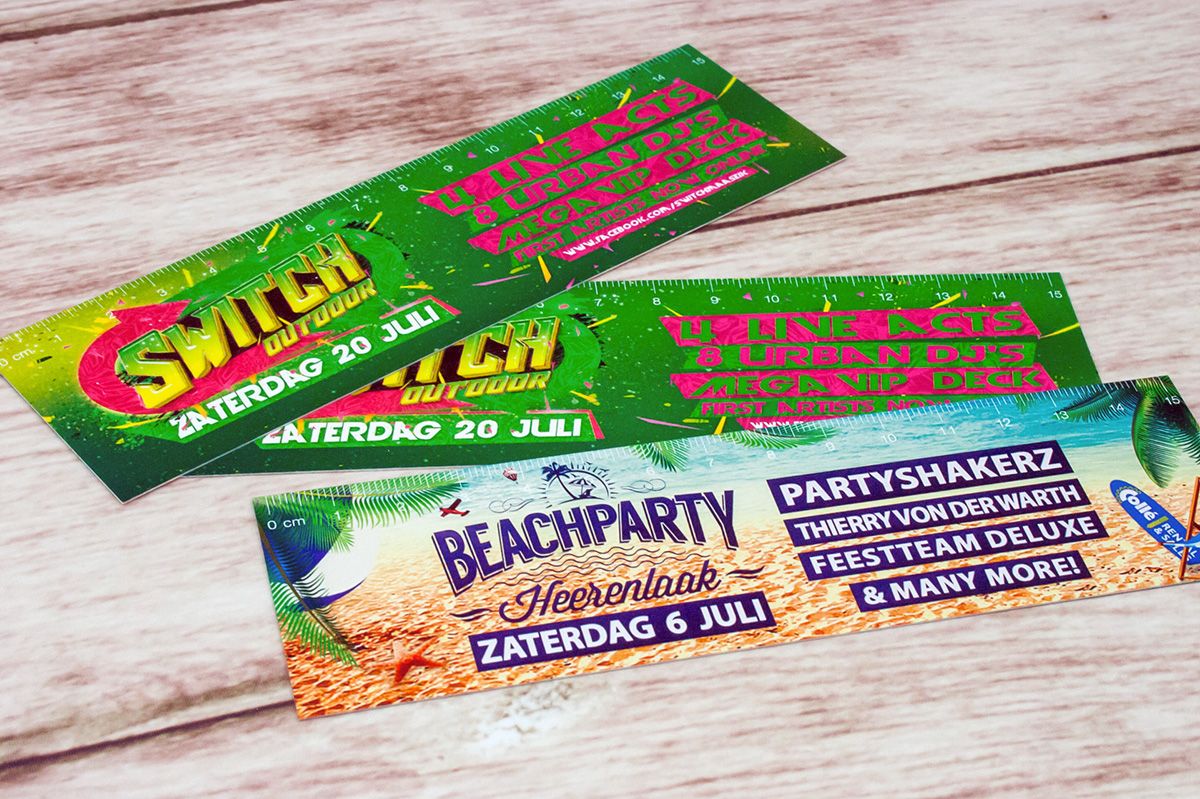 full color meetlatjes als reclame voor events